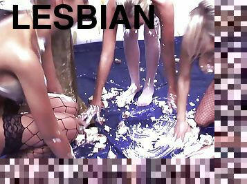 A Few Lesbian Girls Make A Mess Using Whipping Cream And