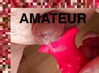 small cock cums using clit vibrator