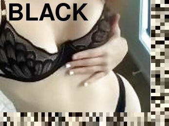 Sexy All Black Lingerie Teen  Strips & Dances