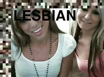 2 lesbians have fun with a webcam and start to play with each others pussies.