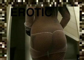 Check out her sexy fat ass in fishnets