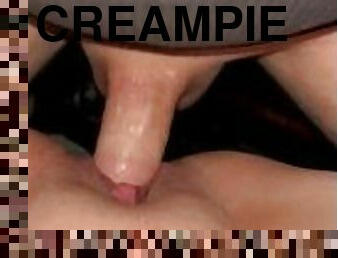 Close up dropping pussy fucked deep & creampied