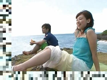 Outdoor dick sucking by the beach with Syouko Akiyama and her BF