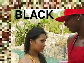 Interracial fucking between a black dude and Asian girl Lana Violet