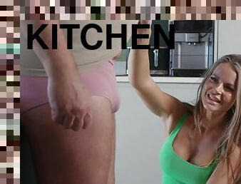 Kitchen Voyeur Milf Teases Her Wanker