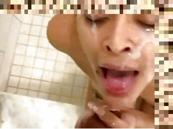 Messy facial for skinny latina milf i found her on meetxx.com