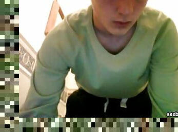 He sets up webcam in bathroom and jerks off
