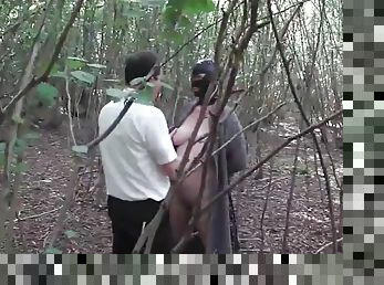 Slut wife hooded in forest and fucked 2