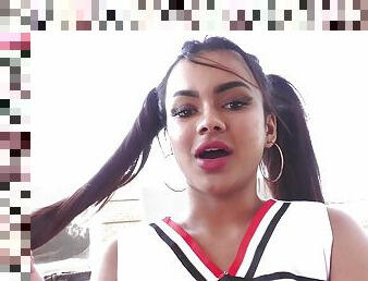 Closeup video of sexy Latina cheerleader Numi Zarah riding a cock