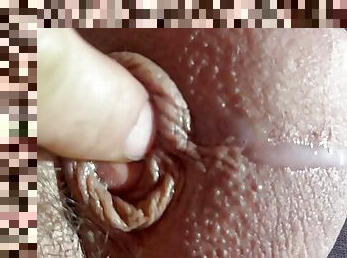 Pre-cum micro penis jacking off