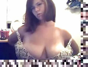 Beautiful brunette shows her natural big boobs on cam