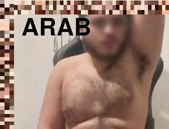 Arabic hairy man jerking off and cumming all over