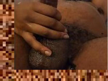 Ebony BBC UP close Stroking, long strokes.