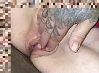 Rubbing across her sweet clit she almost squirted