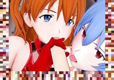 Asuka and Rei give a blojob in POV  Neon Genesis Evangelion 3D Hentai Parody