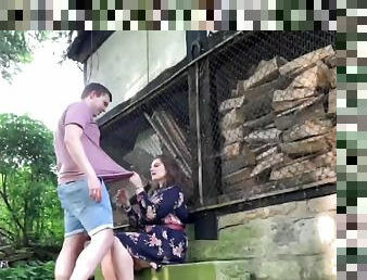 Chubby amateur girlfriend and her boyfriend having a lot of fun outdoors in public park