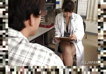 Japanese nurse cures the guy by giving him a mind-blowing handjob
