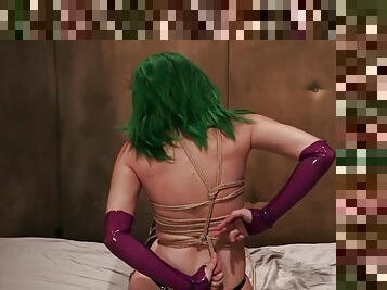 masturbation, chatte-pussy, babes, jouet, bdsm, joufflue, kinky, bout-a-bout, solo, bondage