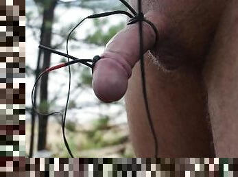 Amazing cum in outdoor. Hands free