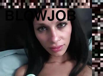 POV blowjob and hardcore by brunette girl next door Mercy - homemade