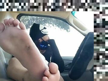 Step Daughter Caught In Car Showing Her Feet And Soles In Public