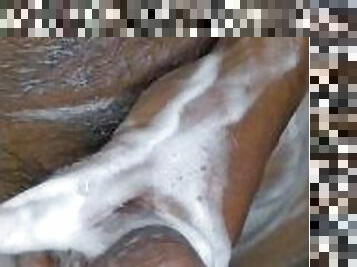 In the shower with soap masturbating