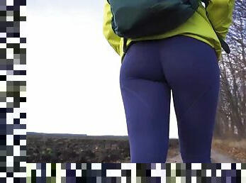 Sexy Outdoor Walk In Tight Yoga Pants Ass Worship 4K
