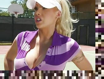 Bodacious Blonde Shows Her Tennis Coach How She Does It