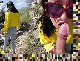 A tourist with a big ass decided to give a blowjob in nature to her boyfriend - AnGelya.G