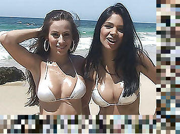 Spectacular Girlfriends go to the Beach to Get Their Bikinis Wet