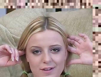 Babe in pigtails talks about sex
