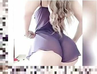 big butt blonde girl is home alone so she decides to show her naked body