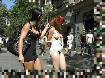 Dominant Couple Disgracing Redhead In Public - Lilyan Red