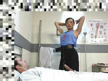 Tranny nurse Venus Lux fuck her horny patient in the hospital room