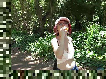 Outdoor dicking in the forest with redhead Lola Fae & her man