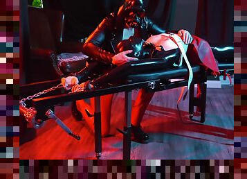 Heavy Rubber Masked German Latexgirl Stretched And Tickled