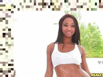 Jade Nacole the hot mulatto chick gets fucked after training