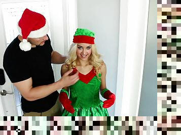 Santa's helper is petite and she's a notorious dick sucking bitch