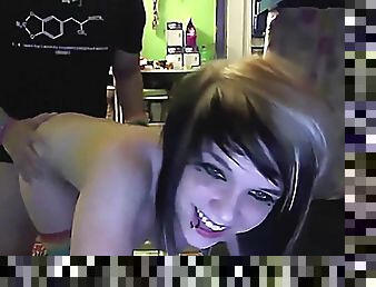 Very cute teen emo girl fucks on webcam