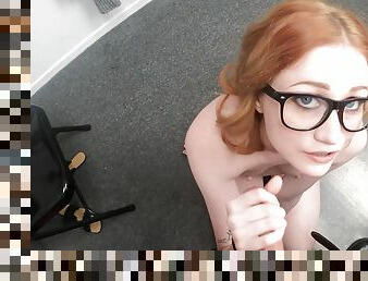 Ginger teen fucked and jizzed in crazy shoplifting situation