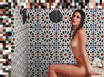 banyo-yapma, mastürbasyon-masturbation, bir-deri-bir-kemik, güzellik, porno-yıldızı, hoş, tek-kişilik, bikini, islak, esmer-kadın