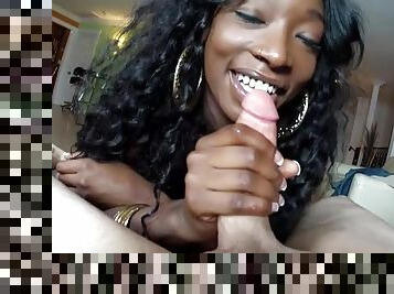 Sultry POV blowjob from a skinny black girl