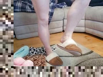 Babe Shows Off All 5 Pairs Of Her Sexy Slippers - SweetSocksStudios