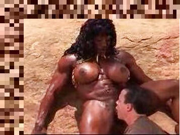 Muscular black chick fucked in the desert