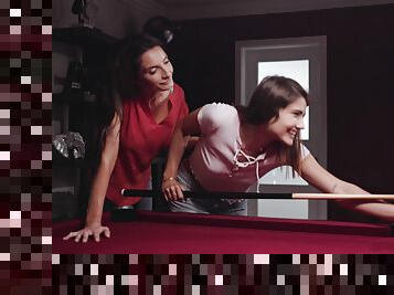 Lesbian love making on the pool table - Adria Rae and Silvia Saige