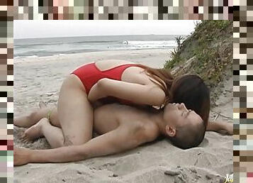 Sexy Asian Lifeguard Gives Mouth-To-Cock Respiration on the Beach