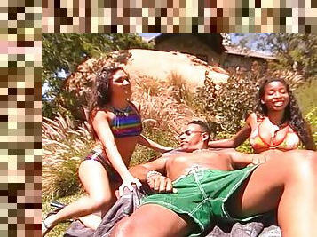 Interracial outdoors threesome with Stephanie Swift and Lexi