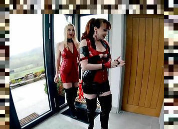 Red and Lucy have fun in latex outfits