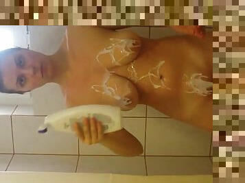 Amateur tease takes a naughty shower on cam