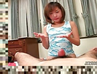 Japanese girl sucks dick and uses a toy